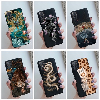 เคสโทรศัพท์มือถือ TPU แบบนิ่ม พิมพ์ลายงู มังกร สีดํา สําหรับ Xiaomi Redmi Note 11 11s 10 10s Pro 4G 5G