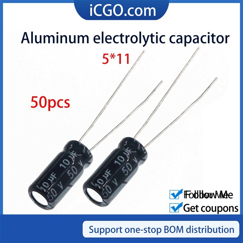 50pcs 5*7 5*11 อลูมิเนียม Electrolytic Capacitor 10UF 22UF 33UF 47UF 100UF 16V 25V 35V 50V Electroly