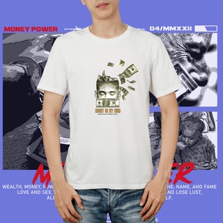 แขนสั้นcrew neckเสื้อยืด ลาย Money ON MY MIND สีขาว ดํา คุณภาพพรีเมี่ยม DISTRO S-XXXXL