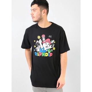 เสื้อยืดครอป Ripndip เสื้อยืดลําลอง ผ้าฝ้าย แขนสั้น พิมพ์ลายแมวมาริโอ้ สไตล์ฮิปฮอป อเมริกัน ทรงหลวม สําหรับผู้ชาย คู่รัก