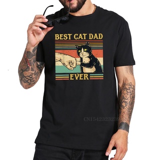 เสื้อยืดผ้าฝ้าย 100% พิมพ์ลาย Best Cat Dad Ever Paw Fist Bump Fit สไตล์วินเทจ ย้อนยุค พรีเมี่ยม สําหรับผู้ชายS-5XL