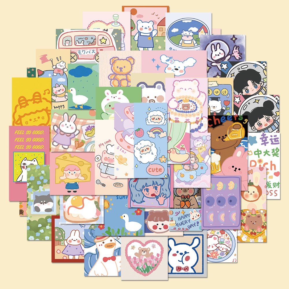 [ในสต็อก] สติ๊กเกอร์ลายน่ารัก 50 ชิ้น ตกแต่งประณีต ถ้วยน้ํา โน๊ตบุ๊ค ตกแต่งกันน้ํา