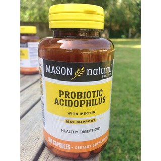 จุลินทรีย์โปรไบโอติค Probiotic Acidophilus With Pectin &amp; Calcium 100 แคปซูล (Mason Natural®)