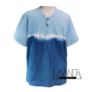 LAANTA เสื้อแขนสั้นผู้ชาย มัดย้อมคราม