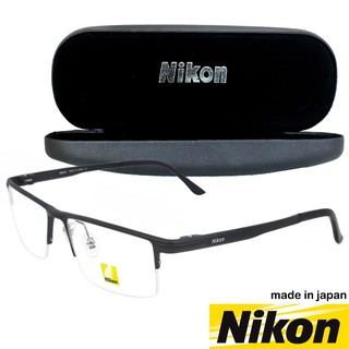 Nikon แว่นตา รุ่น 9012 C-1 ดำ กรอบเซาะร่อง ขาสปริง วัสดุ สแตนเลส สตีล กรอบแว่นตา frame Eyewear Glasses made in Japan