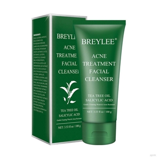 Breylee Tea Tree คลีนเซอร์ทําความสะอาดผิวหน้า รักษาสิว กระชับรูขุมขน ควบคุมความมัน กําจัดสิวหัวดํา 100 กรัม