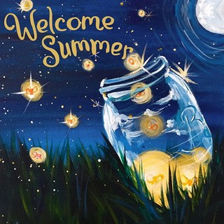 รูปภาพติดผนังไฟ LED welcome summer size 40x40 cm.(16083)