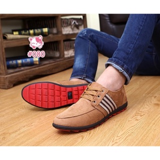 รองเท้าผู้ชายพร้อมส่ง รองเท้าแฟชั่นลำลองคุณผู้ชาย ทรง Boat Shoe สีน้ำตาลโทนเรียบหรู สวมง่าย ดูดี เพิ