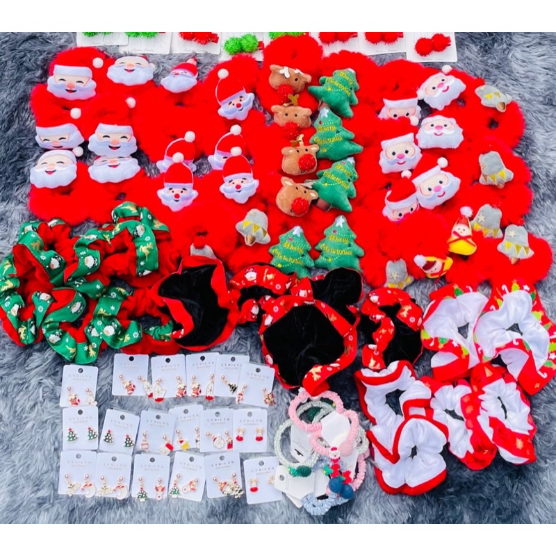 ยางรัดผมคริสต์มาสMerry Christmas ซานต้า พร้อมส่งในไทย