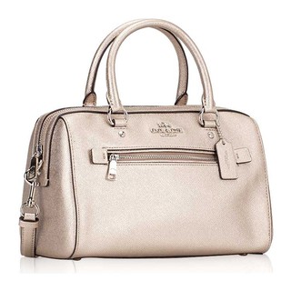 กระเป๋า Coach ของแท้ ของใหม่ หมอน เมทัลลิค Rowan Satchel Platinum f79954