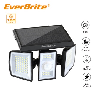 Everbrite โคมไฟ Led 128 ดวง พลังงานแสงอาทิตย์ กันน้ํา หมุนได้ สําหรับติดตกแต่งผนังบ้าน สวนกลางแจ้ง