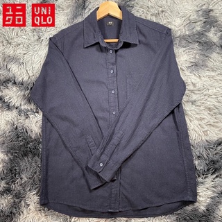 ‼️ส่งฟรี‼️『Uniqlo®』ยูนิโคล่ แขนยาว สีกรมท่า ผ้าฝ้าย อก 38"-40" ยาว 27"