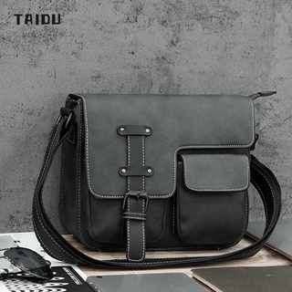 TAIDU กระเป๋าสะพายข้างผู้ชาย ผู้ชาย nubuck หนังไหล่ธุรกิจหลายกระเป๋ากระเป๋าสะพายข้างขนาดเล็กกระเป๋า messenger แบบสบาย ๆ ย้อนยุคกระเป๋า