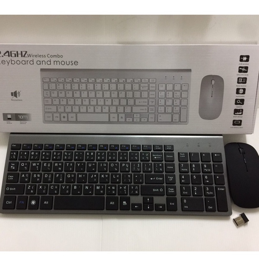 ชุดคีย์บอร์ดเมาส์ไร้สาย Keyboard&Mouse Wireless Ultra Thin Combo แป้นพิมพ์ภาษาไทย/อังฤกษ รูปที่ 2
