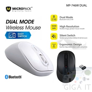 MicroPack MP-746W เมาส์ไร้เสียงรบกวน Dual Wireless Bluetooth + Wireless 2.4GHz ประกัน 1 ปี