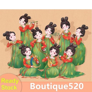 Bou 【พร้อมส่ง】ชุดปักครอสติช พิมพ์ลายราชวังราชวงศ์ ราชวงศ์ถัง กลางคืน