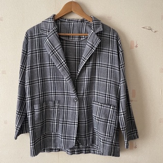 เสื้อคลุมคอปกลายสก็อต สไตล์เกาหลี Tartan Overcoat