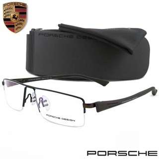 Porsche แว่นตา รุ่น P 8157 C-3 สีน้ำตาล กรอบเซาะร่อง ขาข้อต่อ วัสดุ สแตนเลส สตีล (สำหรับตัดเลนส์) กรอบแว่นตา Eyeglasses