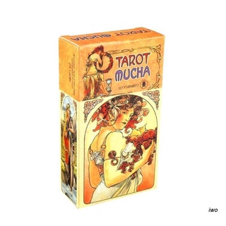 Iwo การ์ดเกมส์ภาษาอังกฤษ Tarot Mucha 78 ชิ้นสําหรับครอบครัว