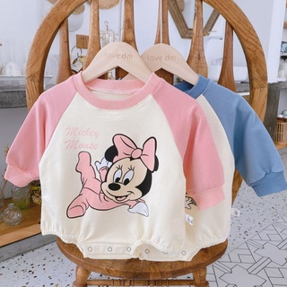 🌈  พร้อมส่ง 💙 ชุดเด็กทารกสไตส์เกาหลี พิมพ์ลายมิกกี้เม้าส์สุดคิ้วส์Size.66,73,80