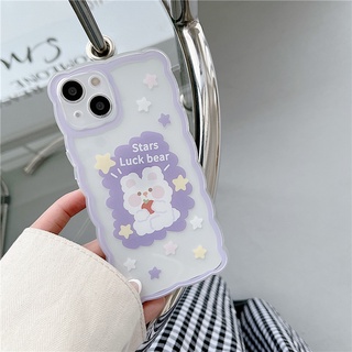 เคสโทรศัพท์มือถือ tpu นิ่ม แบบป้องกัน ลายการ์ตูนคลื่นใหญ่ สีม่วง พร้อมสายคล้องมือ สําหรับ Iphone 14pro 12mini xr xs 13 678plus 11promax