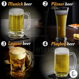 Ocean แก้วเบียร์ 4 สไตล์ Munich beer / Playboy beer / Lugano / Pilsner แก้วทรงสูง เหล้า วิสกี้ ค็อกเทล