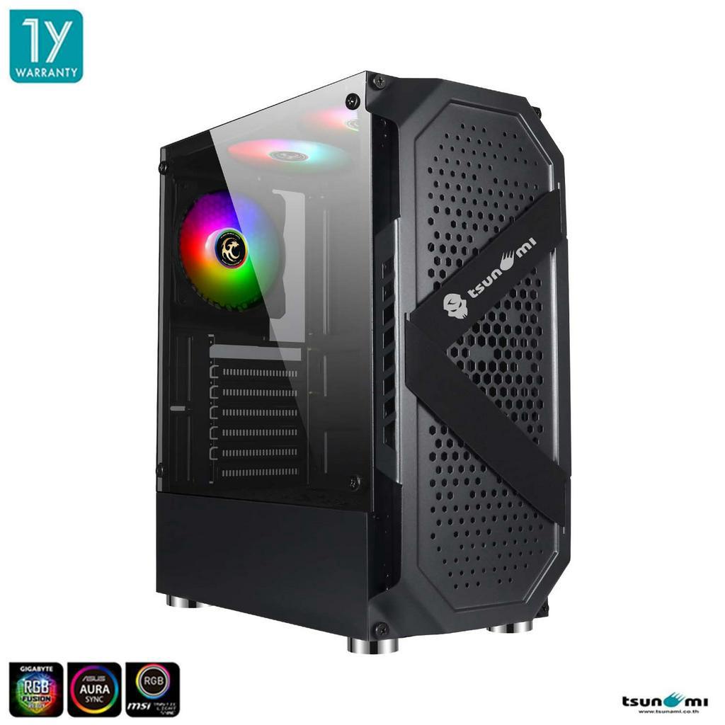เคสคอมพิวเตอร์ Tsunami Coolman 190-6 ARGB UDS ATX Tempered ARGB Gaming Case with Ablaze ARGB 12cm Cooling FanX3 รับประกันสินค้า 1 ปี