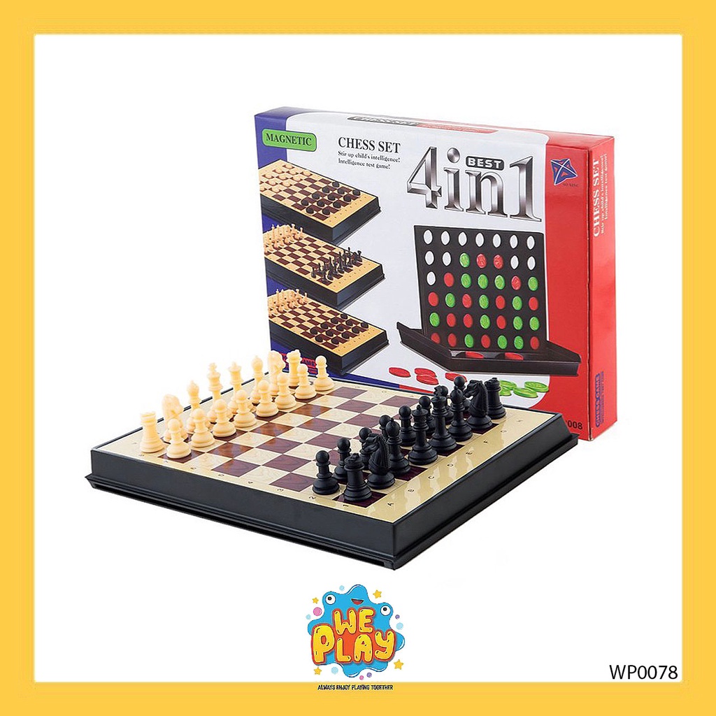 WE PLAY พร้อมส่ง เกมกระดาน แม่เหล็ก 4 in 1 (บิงโกหยอดเหรียญ หมากรุก หมากล้อม หมากรุก-ล้อม) พร้อมส่ง 
