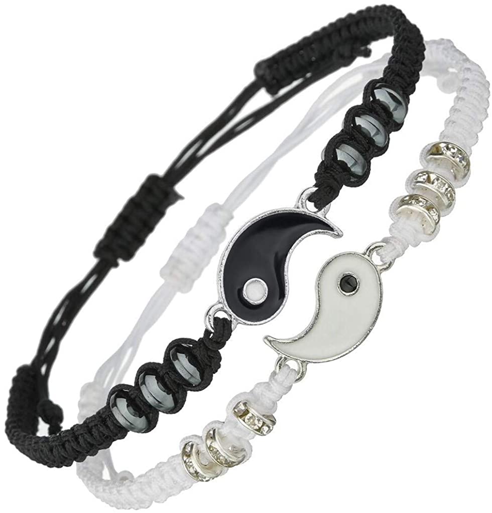 Yin Yang สร้อยข้อมือถักแบบปรับได้สําหรับคู่รัก