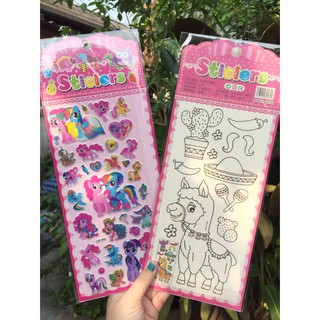 Sticker Princess Pony แผ่นใหญ่ 17 บาท สติ๊กเกอร์นูนการตูน    ด้านหลังเป็นแผ่นภาพ ให้เด็ก ๆ ระบายสีได้ค่ะ