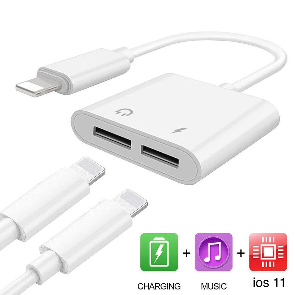 Dual lightning audio charge adapter 