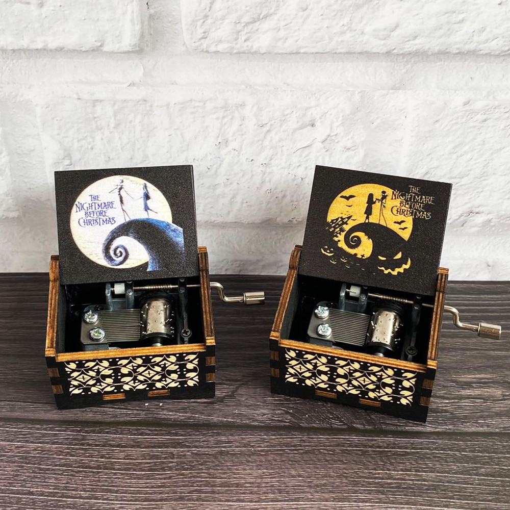 Halloween Wooden Music Box, Christmas HandCarved Wooden Music Box Gift