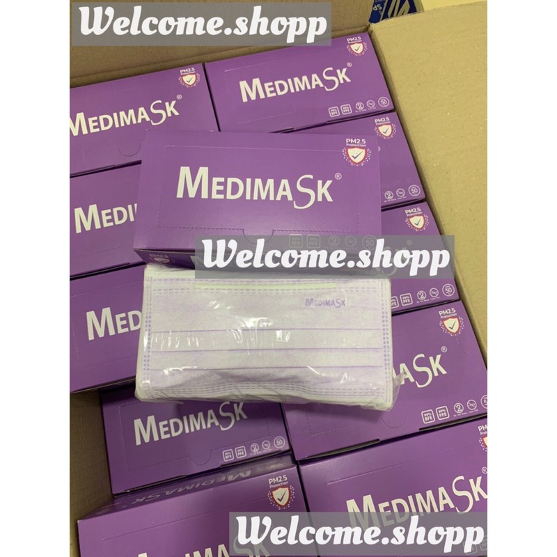 Medimask หน้ากากอนามัย  1กล่อง มี 50ชิ้น(สีม่วง🟪)