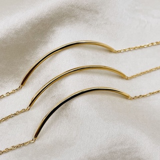 Thin Curved Bar Bracelet, 18K Gold Plated Sterling Silver Bracelet | เงินแท้ 925 ชุบทองเเท้ 18 กะรัต