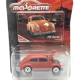 Majorette Volkswagen Beetle Vintage - Red Color /Wheels VIN6S /scale 1/64 (3 inches) Package with Card