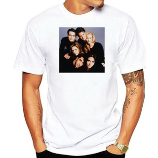 เสื้อยืดผ้าฝ้ายพิมพ์ลายขายดี ใหม่ เสื้อยืดแขนสั้น ผ้าฝ้าย ลาย FRIENDS 90S Best TV Series Show สีขาว ไซซ์ S ถึง 3XL สําห