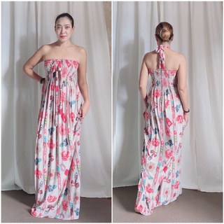 Smock Maxi Dress คล้องคอ