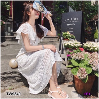 S4U  Dress เดรสลูกไม้แขนกุดยาว พร้อมส่ง เสื้อผ้าแฟชั่นผู้หญิง ชุดไปเที่ยว ชุดไปทะเล เสื้อผ้าสาวอวบ คนอ้วน 9849