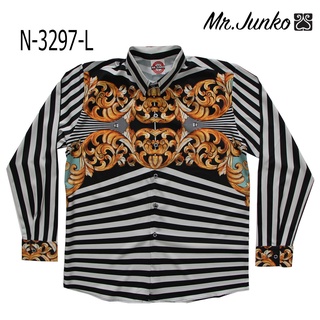 ⚡ ส่งฟรี⚡เชิ้ตผู้ชายแขนยาว งานต่อลาย Mr-Junko N-3297-L ผ้านิ่ม ใส่สบายไม่ร้อน