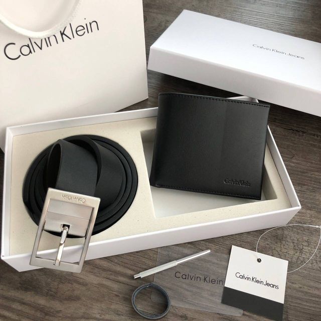 Calvin Klein Leather Belt &amp; Wallet Set