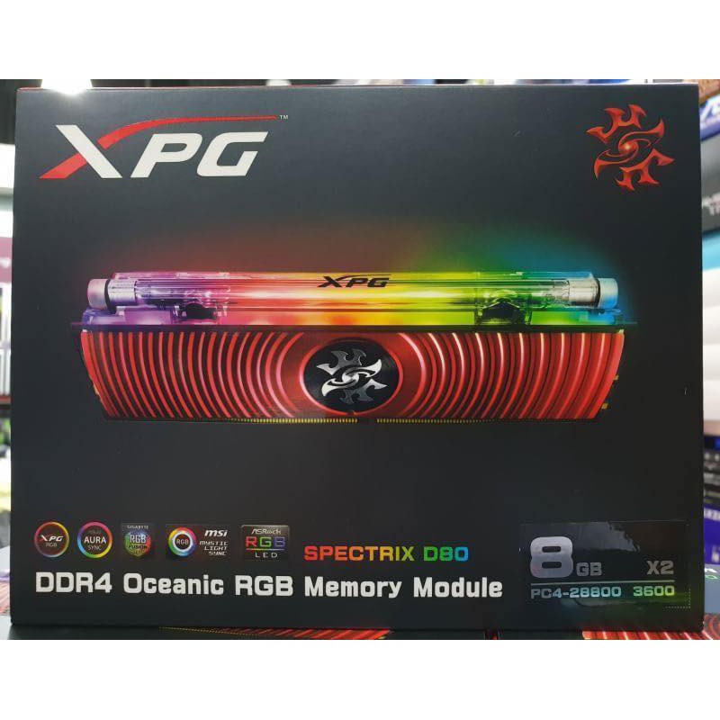 (ของใหม่ส่งฟรีปลายทาง)16GB ( 8GBx2 ) DDR4/3600 RAM PC (แรมพีซี) ADATA SPECTRIX D80 RGB ( AX4U360038G17-DR80 )