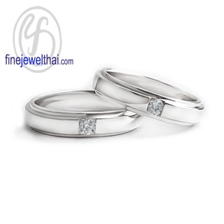 Finejewelthai แหวนคู่-แหวนเพชร-แหวนเงินแท้-แหวนแต่งงาน-Couple Ring-Diamond-CZ - RC1418cz (เลือกไซส์และสีตัวเรือนได้)