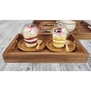 MINIWOOD ถาดเสิร์ฟ สี่เหลี่ยม ถาดไม้ Wooden Tray ผลิตจากไม้จามจุรี