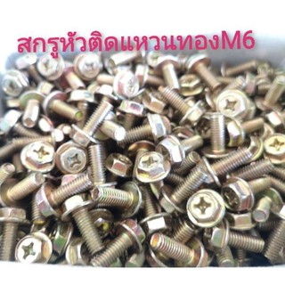 สกรูหัวติดแหวนทอง M6 (หัวน๊อตเบอร์10)​ (แพคละ 5 ตัว)​