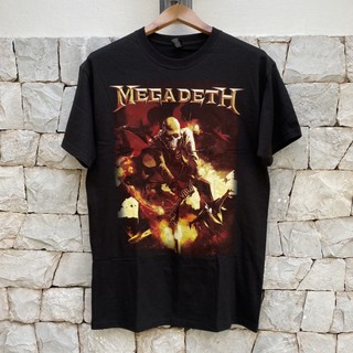 เสื้อยืดผ้าฝ้ายพิมพ์ลายขายดีเสื้อวง MEGADETH SMASH GUITAR รับประกันแท้ 100% นำเข้าจาก USA