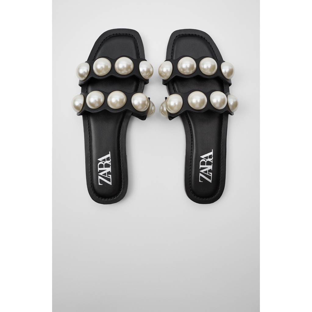 CODZARA LEATHER SLIDE SANDALS WITH PEARLS WOMEN SANDALS zo47nb0g0h