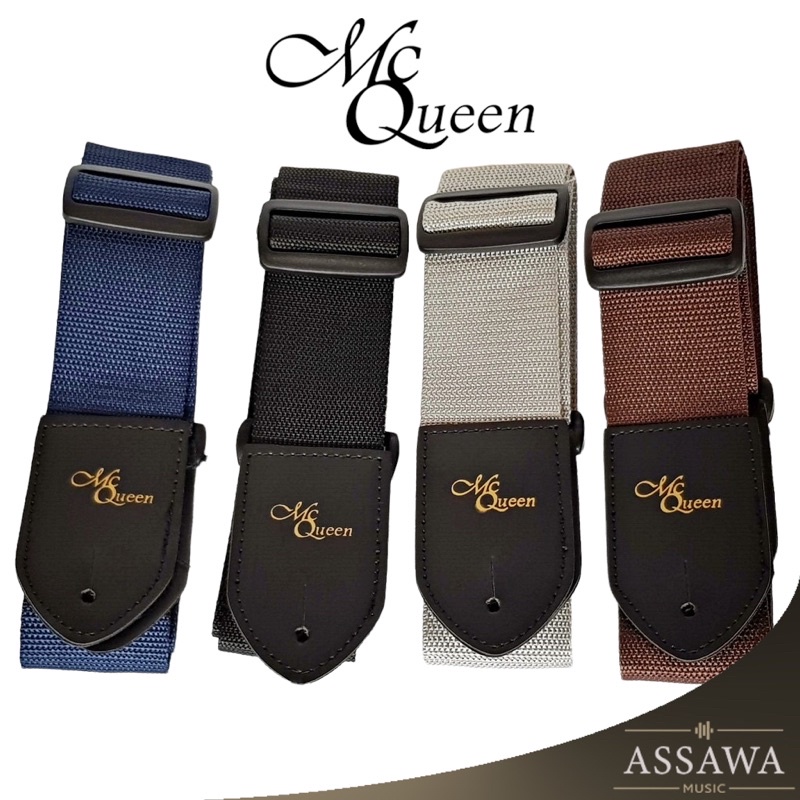 พร้อมส่ง ของแท้ สายสะพาย McQueen USA สายสะพายกีต้าร์ เบส อูคูเลเล่ คุณภาพดี สายผ้า หัวหนัง ปรับความยาวได้