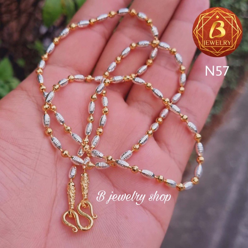 สร้อยคอ 2กษัตริย์ลายเม็ดข้าวพระจันทร์เสี้ยว ขนาดเทียบเท่าสร้อยทองแท้1บาท งานสวยละเอียดเกรดพรีเมียม