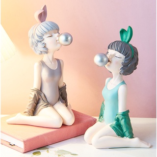 Art Resin Girl Staue Home Decor Crafts Sculpture Office Bookshelf Desktop