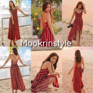 ♥️Mookrinstyle MX♥️ เดรสไขว้หลัง Maxidress ลายโบฮีเมียน งานนำเข้า สวยมาก เดรสยาว เดรสไปทะเล ชุดเดรสไปทะเล เดรสสวยๆ